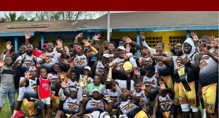 The Bamboo Shack Predators flag football team celebrating a national championship